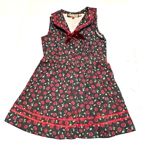 Beach Bash! By Art & Tatyana Cherry Print Sailor Dress Girls Age 4-5 - Picture 1 of 7